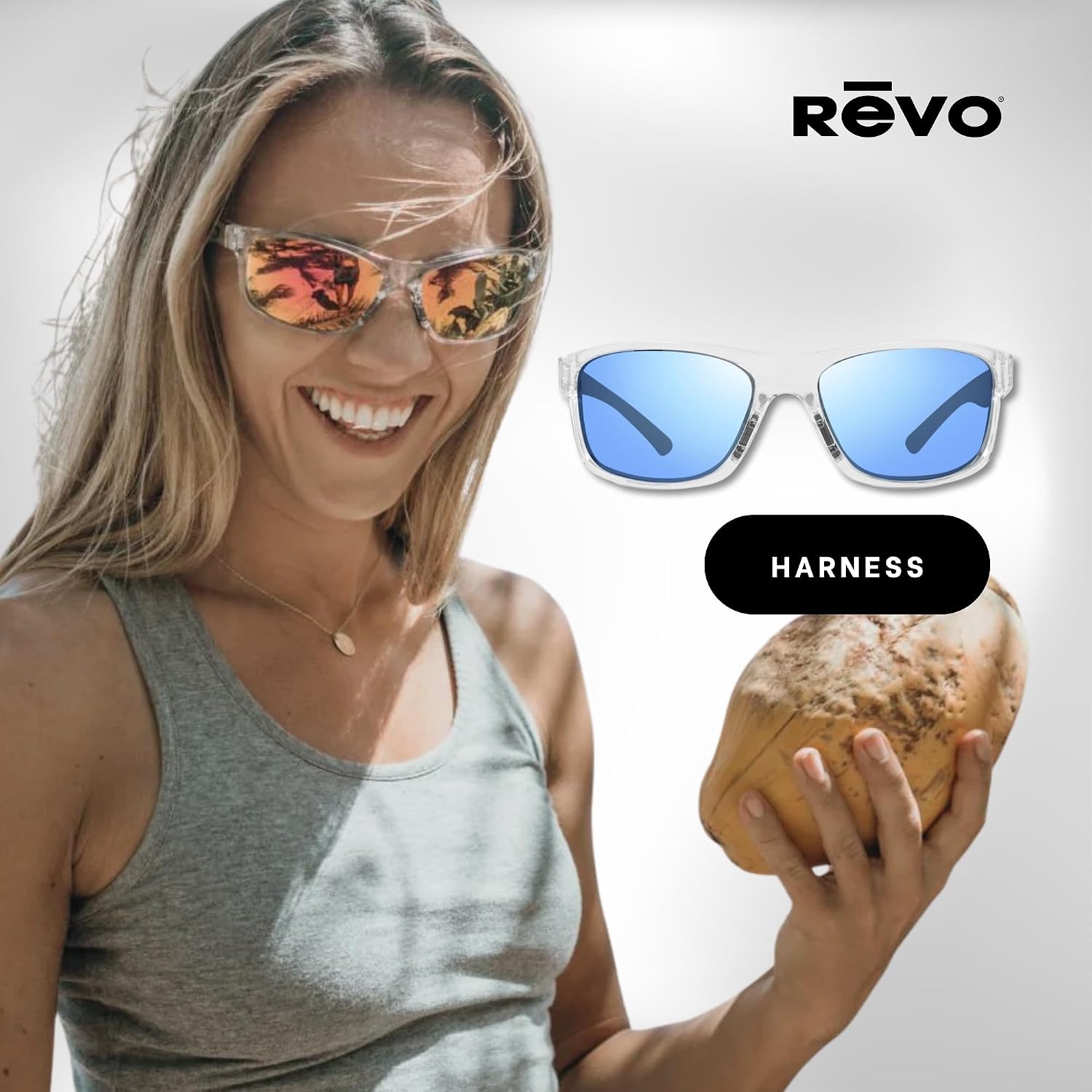 Revo Harness 61MM Wraparound Rectangular Sunglasses For Men For Women + Bundle Leash + BUNDLE with ACCESSORY EYEWEAR