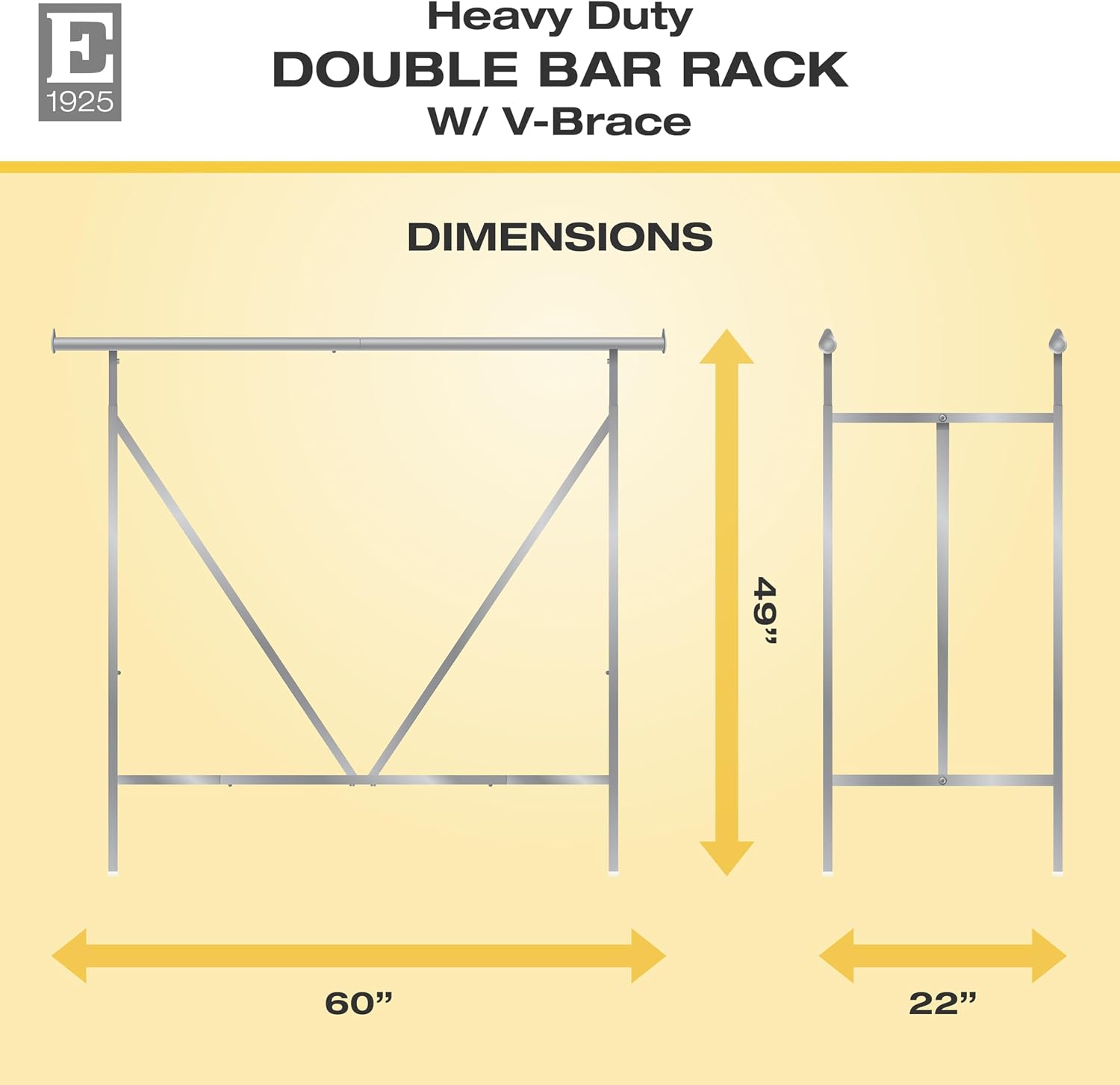 Econoco Adjustable Double Bar Clothing Rack, Heavy Duty Chrome Retail Garment Rack, 60in Hangrail, Commercial Display
