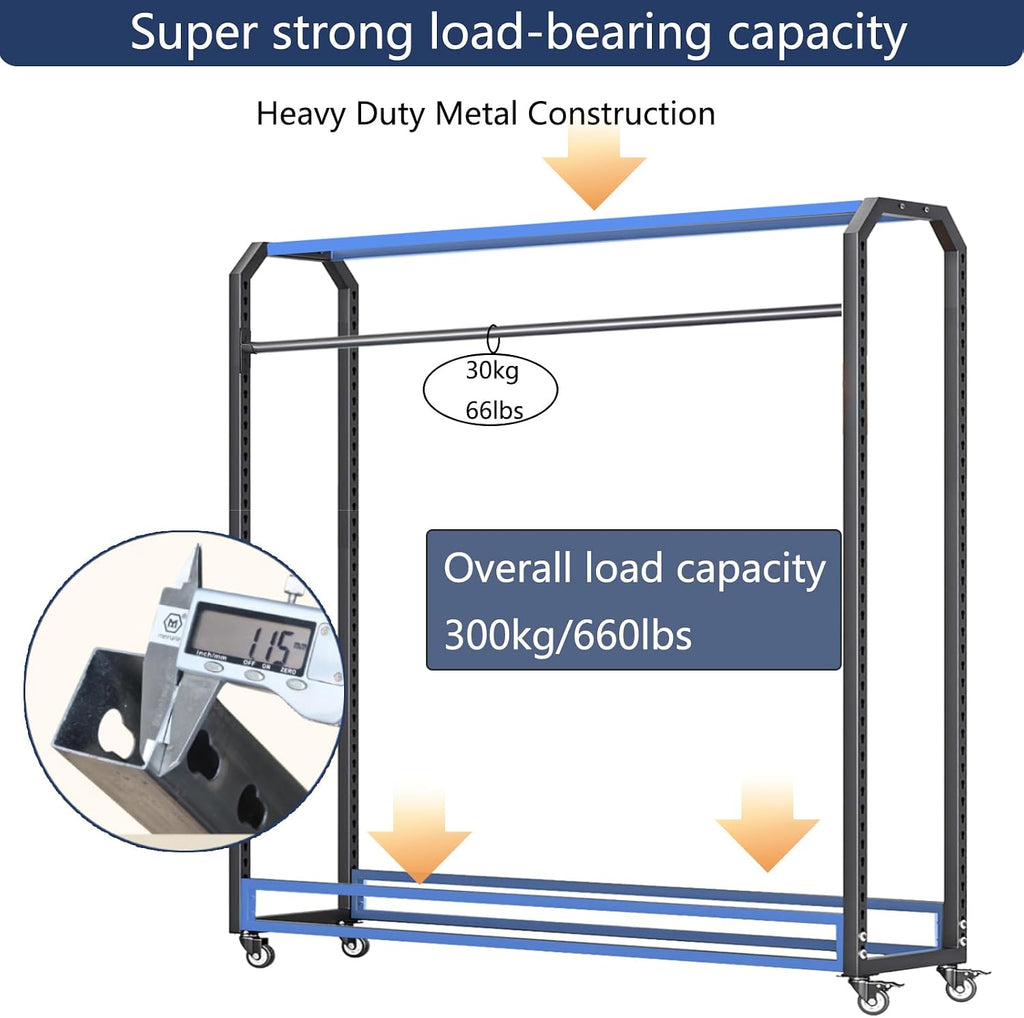 Commercial Fabric Roll Storage Rack, Large Textile Fabric Display Rack with Adjustable Hanging Rod, Movable Organizer Holder for Vinyl Roll/Leather Roll/Curtain Studio/Wallpaper (18 rods)