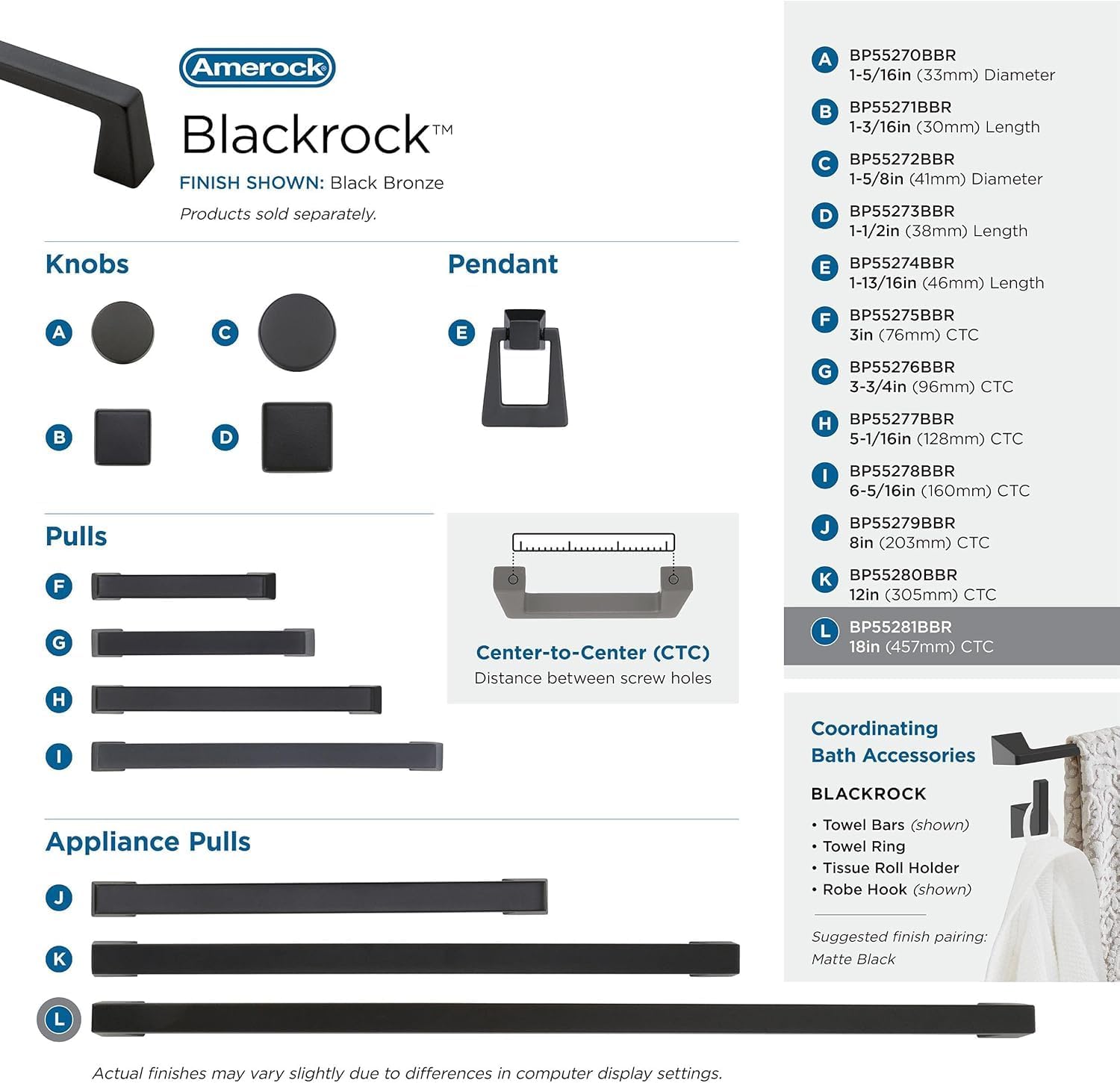 Amerock | Appliance Pull | Black Bronze | 18 inch (457 mm) Center to Center | Blackrock | 1 Pack | Drawer Pull | Drawer Handle | Cabinet Hardware
