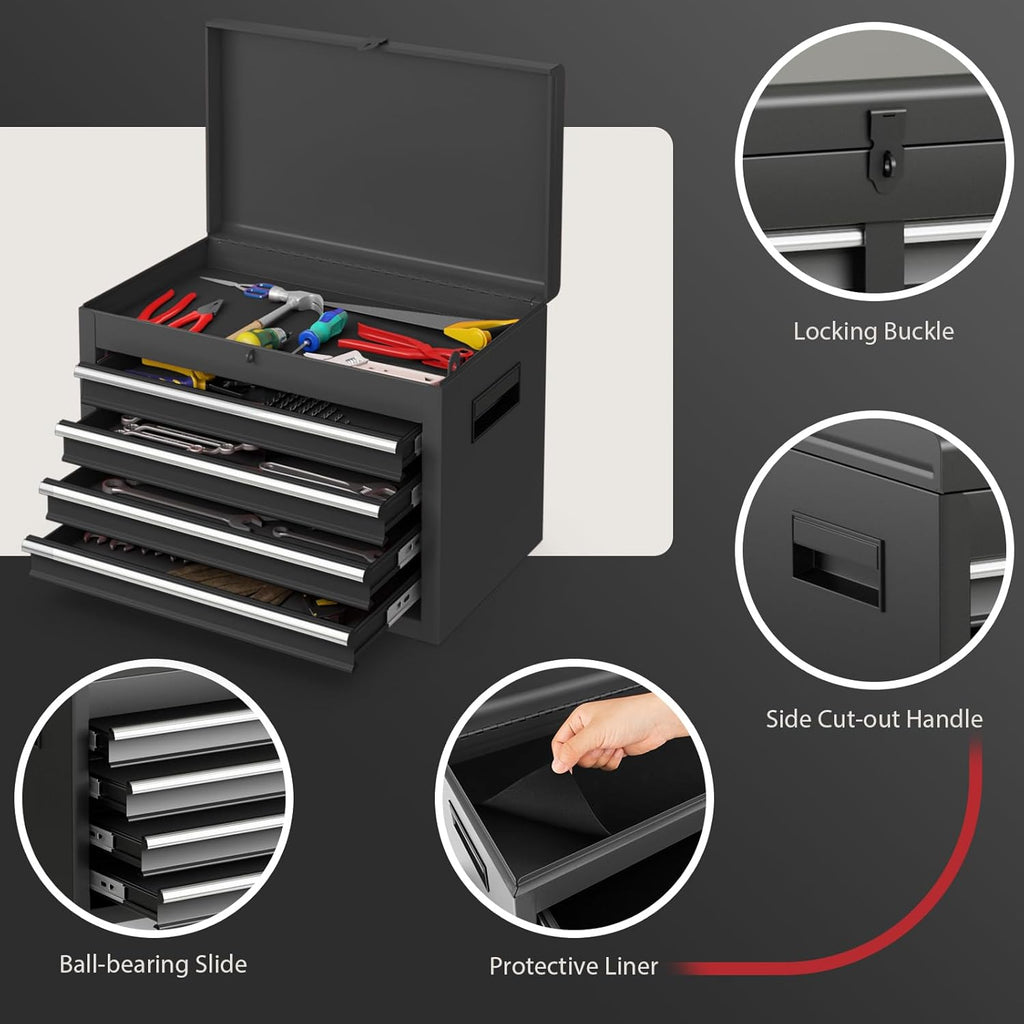 IRONMAX 5-Drawer Rolling Tool Chest, 2-in-1 Detachable Heavy Duty Tool Box Storage Cabinet with Auto Lock, Adjustable Shelf & Hooks, Metal Toolbox on Wheels for Garage Workshop (Black)