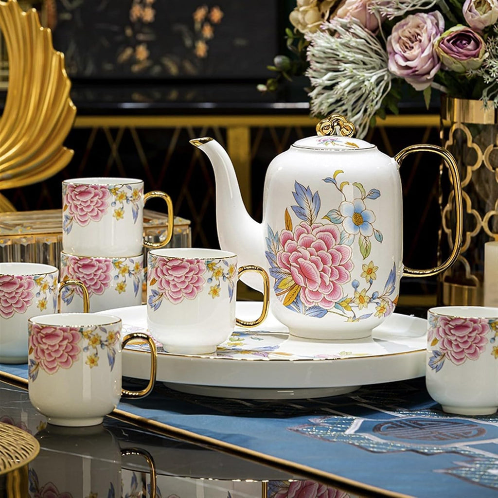 Beverage Serveware 8-piece ceramic water set, practical Chinese teapot, cup and tea tray combination, complete set of hospitality equipment Water Carafe