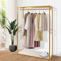Clothing Racks with Shelf,Wedding Dress Display Rack,Heavy Duty Commercial Garment Clothes Rack for Retail Display,Gold