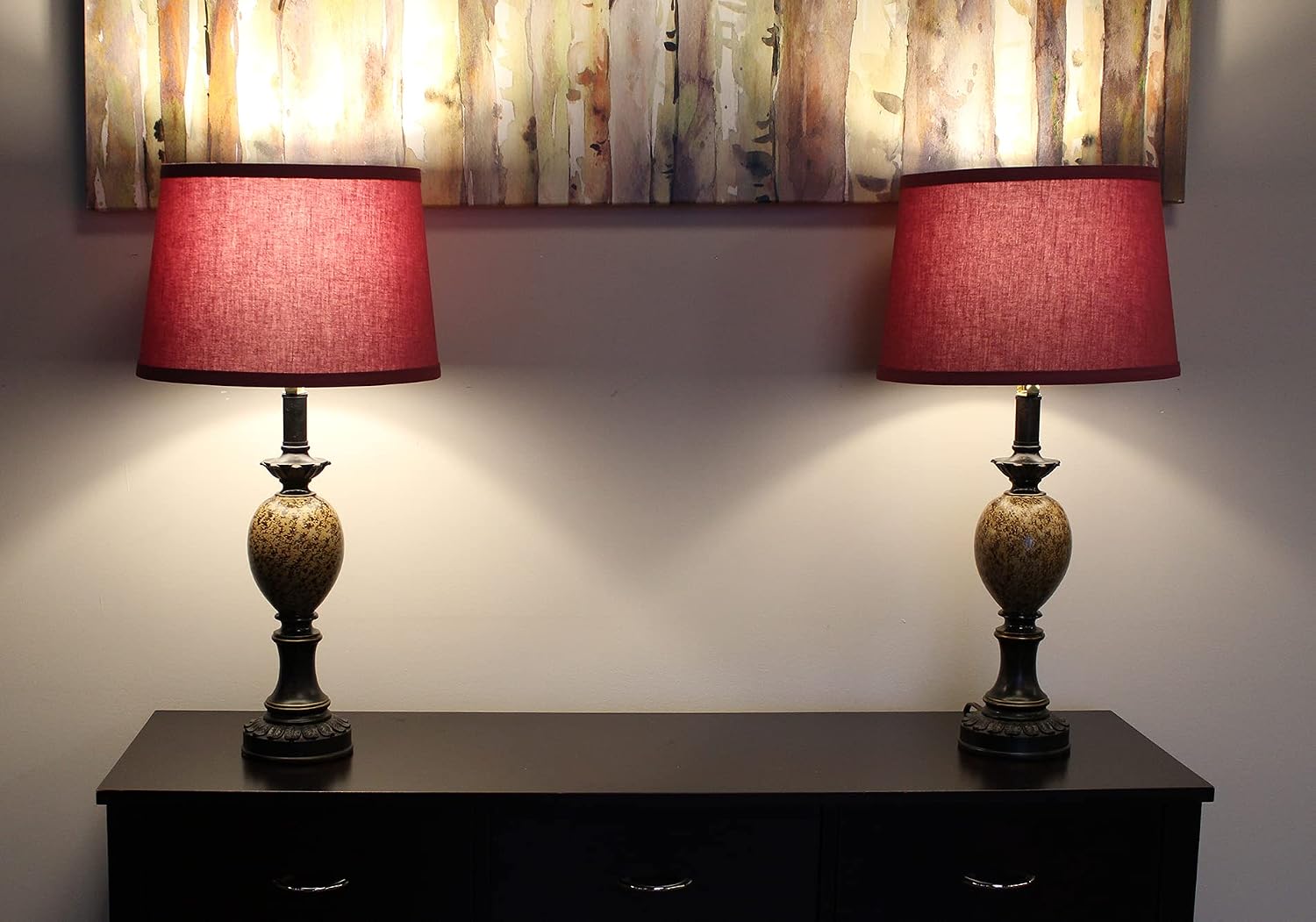 FenchelShades.com Set of 2 Lampshades 10' Top Diameter x 12' Bottom Diameter x 8' Slant Height with Washer (Spider) Attachment. Attaches to Lamps with an existing Harp (not included) (Linen Plum)