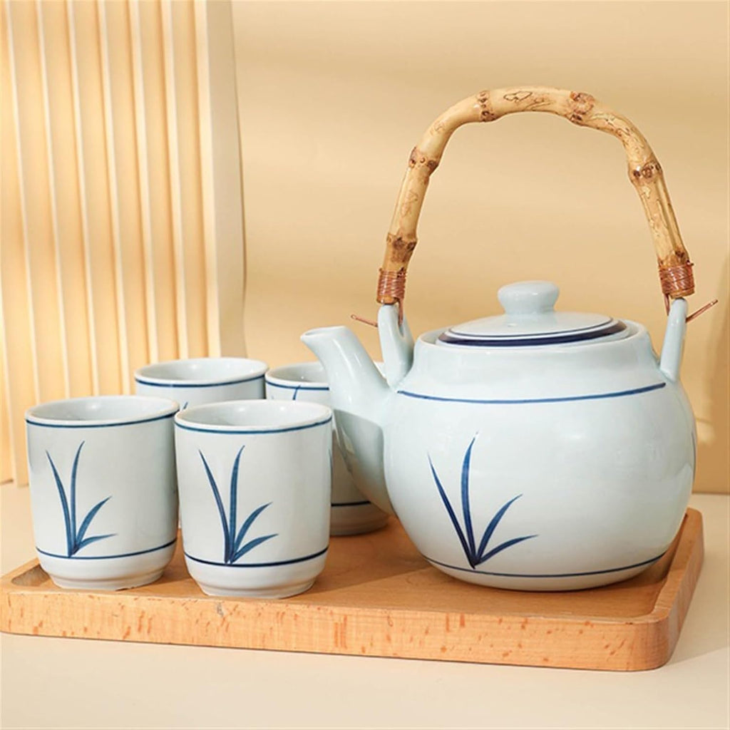 Beverage Serveware Ceramic teapot set household tea cup tea set retro simple teapot underglaze color cold kettle Water Carafe