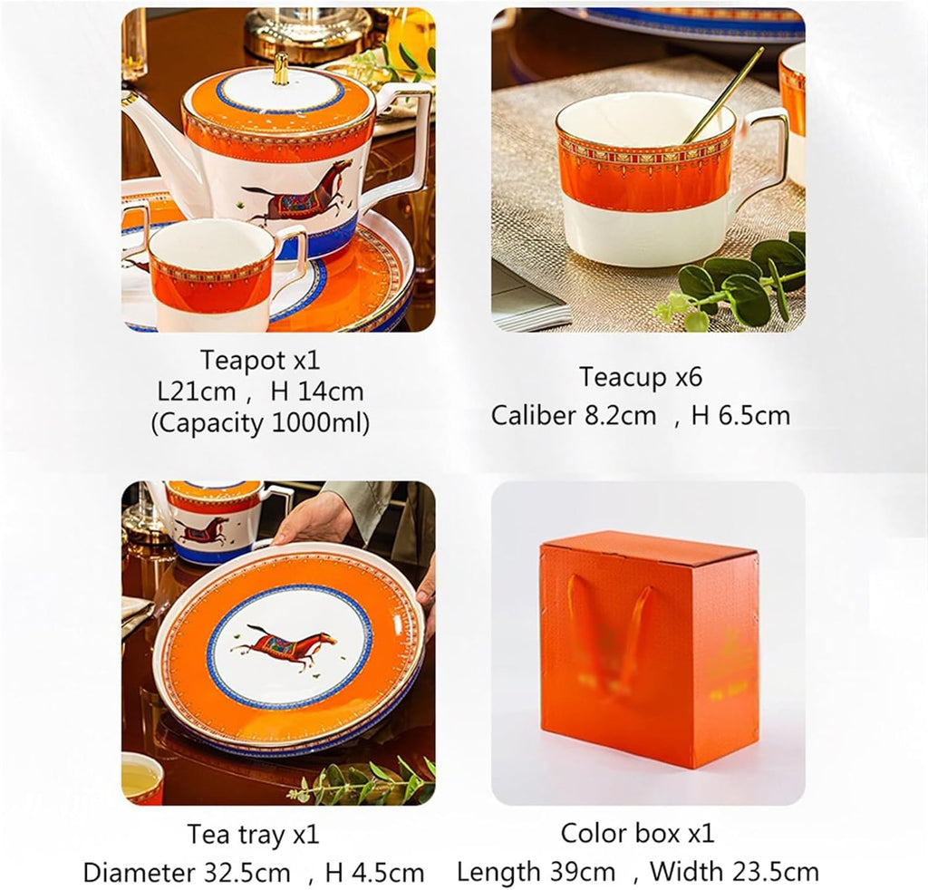 Beverage Serveware 8-piece ceramic water set, one pot and six cups set, ceramic gold teapot and teacup set, fashionable tea set Water Carafe
