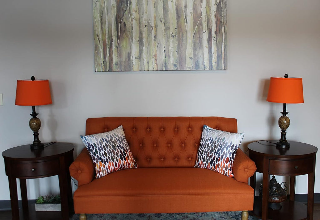 FenchelShades.com Set of 2 Lampshades 10' Top Diameter x 12' Bottom Diameter x 8' Slant Height with Washer (Spider) Attachment. Attaches to Lamps with an existing Harp -not included (Linen Carrot)