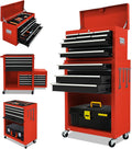 13-Drawer Rolling Tool Chest, 2-in-1 Heavy Duty Detachable Storage Cabinet with Lockable Wheels & Removable Top Box, 600 lbs Capacity for Mechanics, Garage Workshop (Red＆Black)