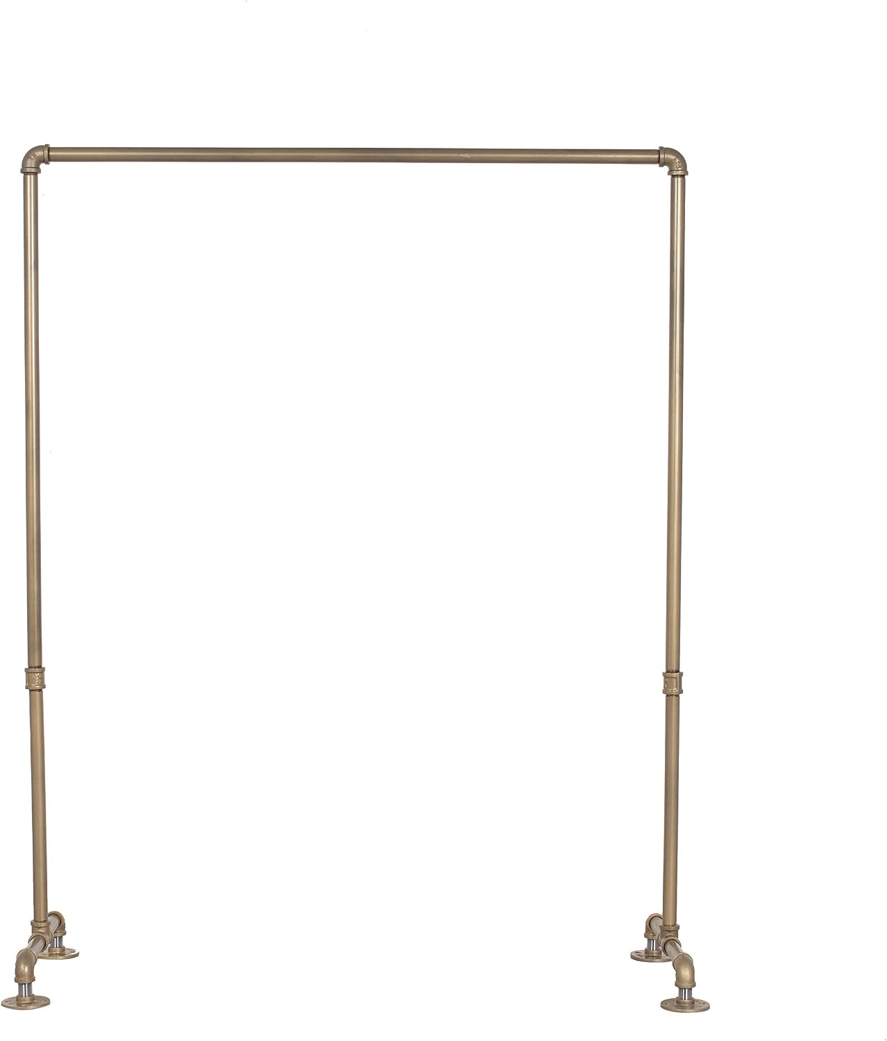 Industrial Pipe Clothing Rack, Heavy Duty Steel Construction, Freestanding Design, Gold Finish (48 Inches Wide)