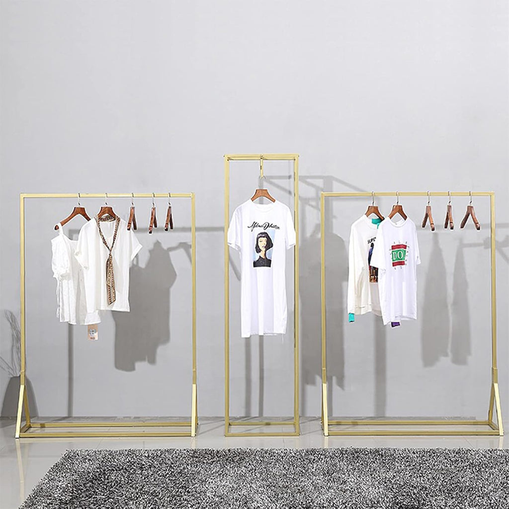 Creative Simple Clothes Retail Heavy Duty Metal Garment Racks,Clothing Store Hanger Storage Shelves,Commercial Wedding Dress Floor-Standing Display Rack (Gold, 71' H)