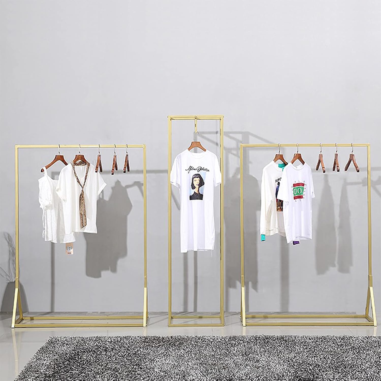 Creative Simple Clothes Retail Heavy Duty Metal Garment Racks,Clothing Store Hanger Storage Shelves,Commercial Wedding Dress Floor-Standing Display Rack (Gold, 71' H)