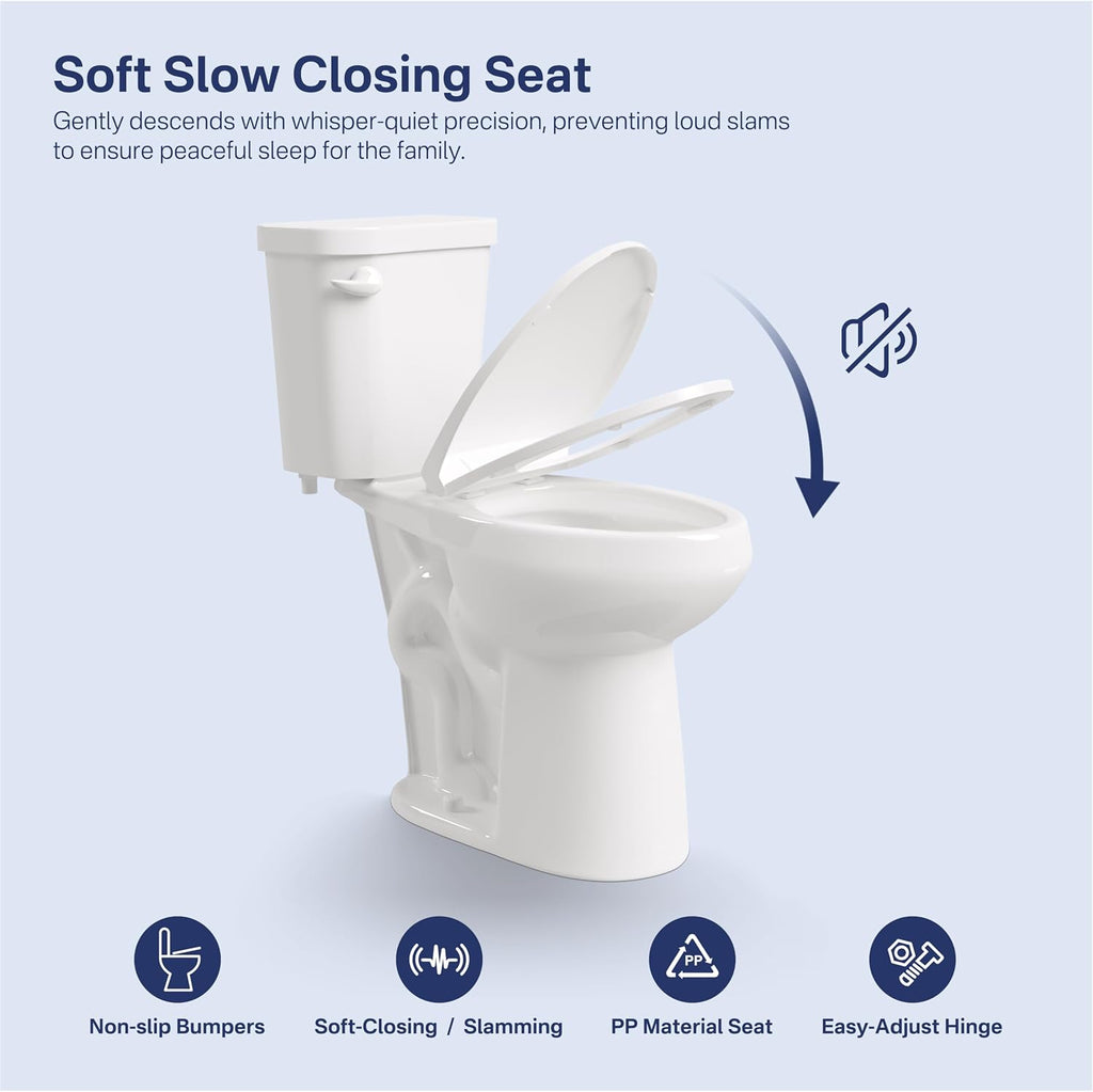 Eridanus Extra Tall Two Piece Toilet, ADA Compliant Chair Height 21.5', Elongated Toilets Bowl 21' with Soft Close Seat, 1.28 GPF Single Flush, 12' Rough-In, High Toilet for Senior, Pregnant, Handicap