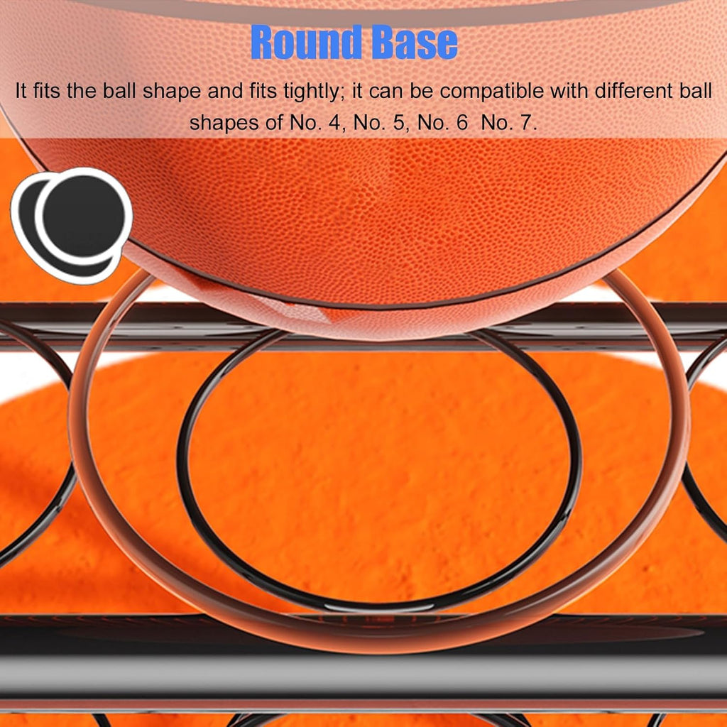 5-Layers Commercial Basketball Racks on Lockable Wheels, Metal Volleyball Display Stand with Round Storage Bracket, Schools/Kindergartens/Soccer Clubs/Space Sav,White