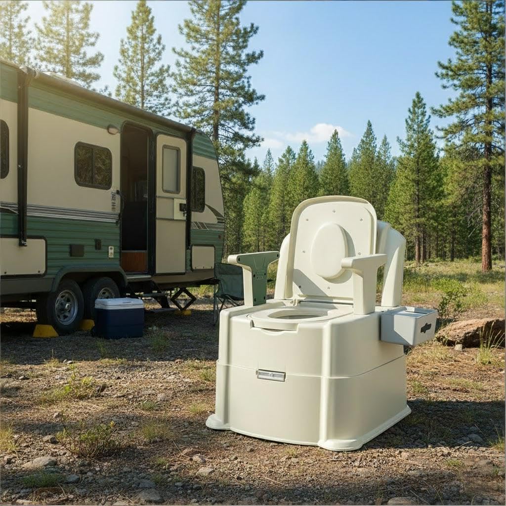 Bedside Commode, Portable Toilet for Adults, Commode Chair for Toilet with Arms, Height Adjustable, 2 Toilets and Induction Night Light, Potty Chair for Elderly and Disabled