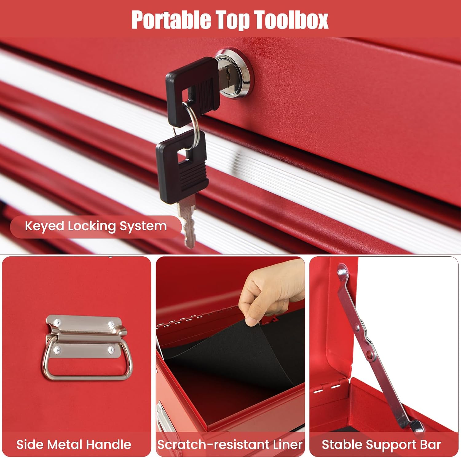 IRONMAX Rolling Tool Chest, 6-Drawer Lockable Tool Cabinet w/ 4 Universal Wheels, 2 in 1 Detachable Tool Box Storage Organizer for Garage Workshop Repair Shop (6-Drawer, Red)