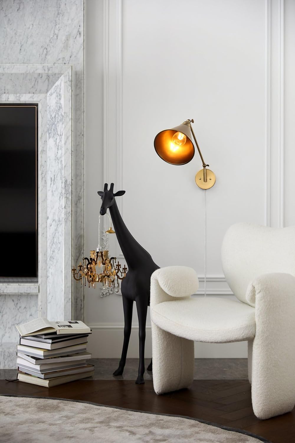PERMO Wall Sconce Set of 2 Plug in Metal Wall Sconces Swing Arm Wall Light with Flared Metal Shade for Bedside Bedroom (Antique Gold)