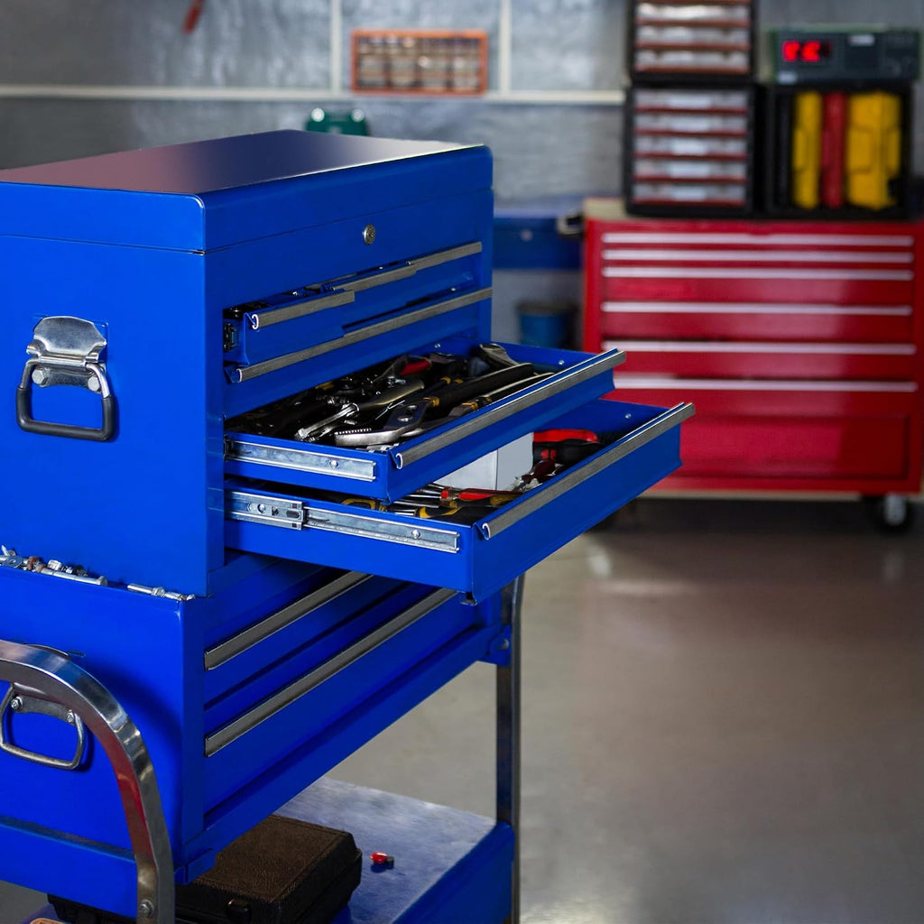 Campfun Rolling Tool Chest with Wheels, 8-Drawer Tool Box Organizer Tool Cabinet, Detachable Large Tool Cabinet with Lock, Mechanic Tool Cart High Capacity Tool Storage Cabinet, Blue