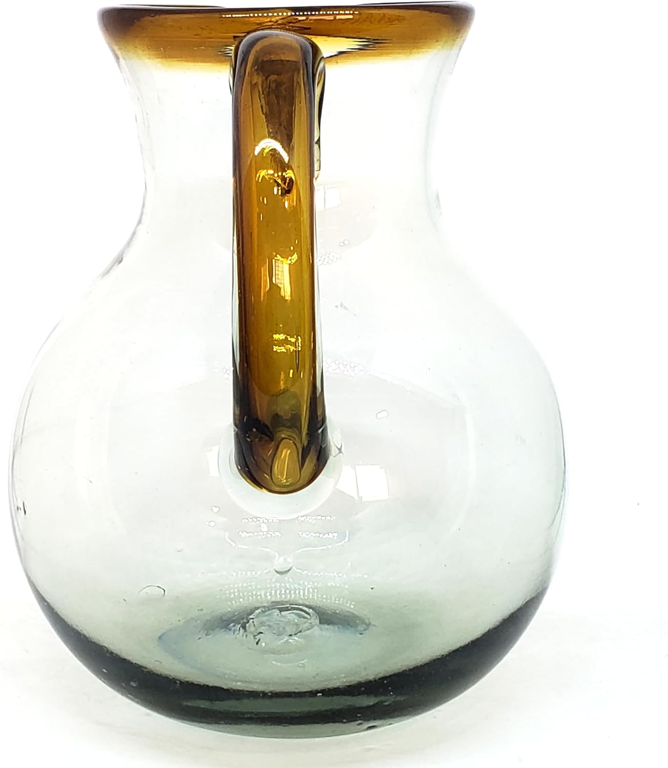 Amber Rim 120 oz Pitcher and 6 Drinking Glasses set, Recycled Glass, Lead-free, Toxin-Free (Pitcher & Glasses)