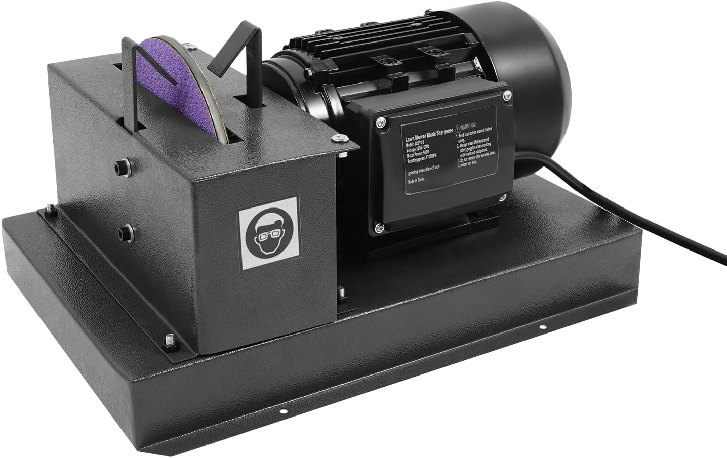 Electric Lawn Mower Blade Sharpener,1HP 750W Mower Blade Grinder with 9-inch Ceramic Grinding Disc, 1700 RPM Adjustable Brackets & Extra Sandpapers for High/Low Lift,Gator & Flat Blades Sharpen