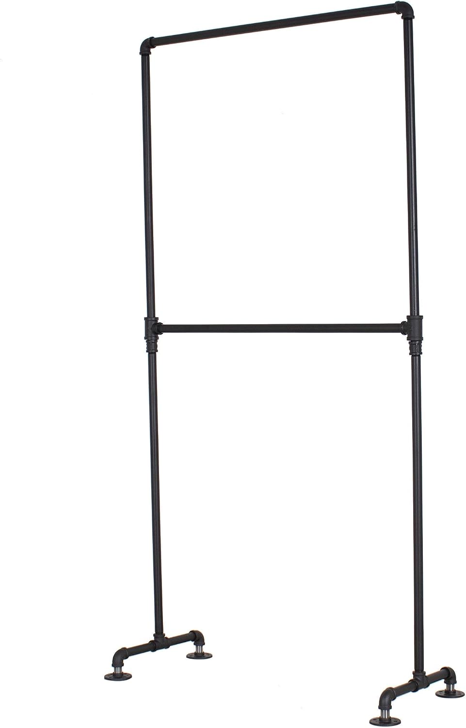 William Robert's Vintage Industrial Pipe Double Rail Clothing Rack, Black, 39 Inches Wide, 78 Inches Tall
