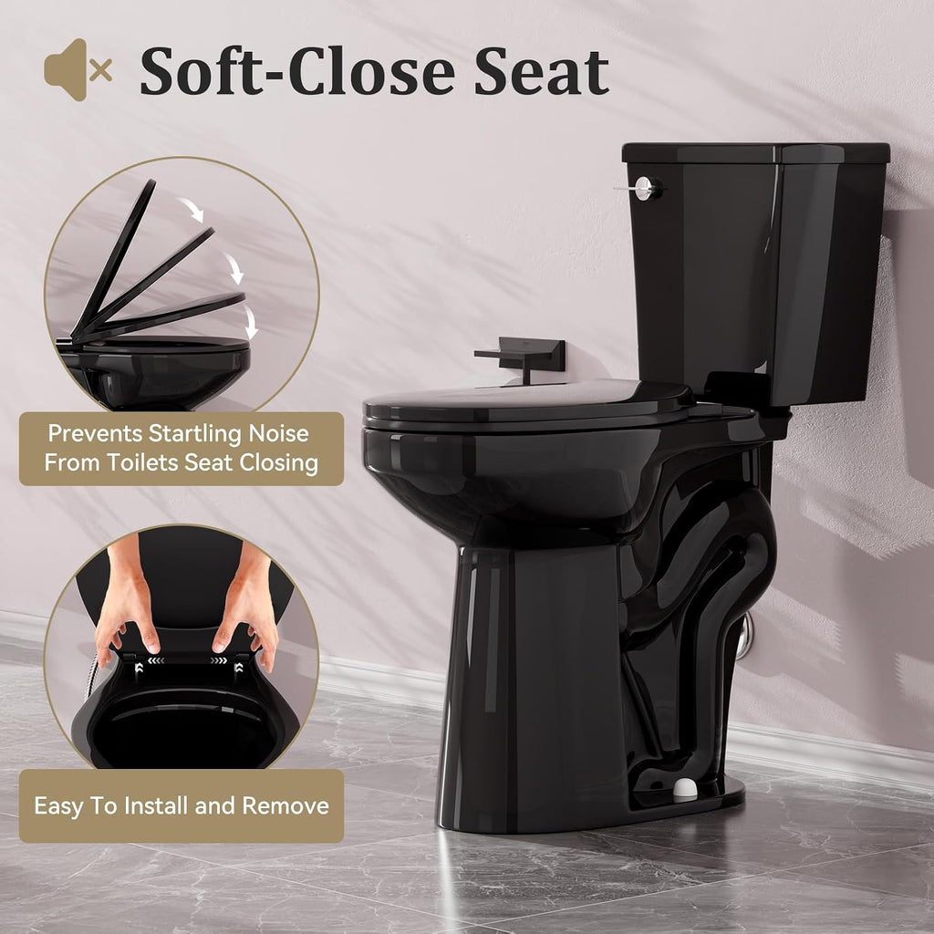 Simple Project Tall Toilet for Seniors 21 inch Extra High Toilets, Comfort Bowl Heigh 21', Seat Height 22', Two-Piece Toilet 1.28GPF Powerful, 12 Inch Rough-in, Black Color, Ada Toilets for Bathroom