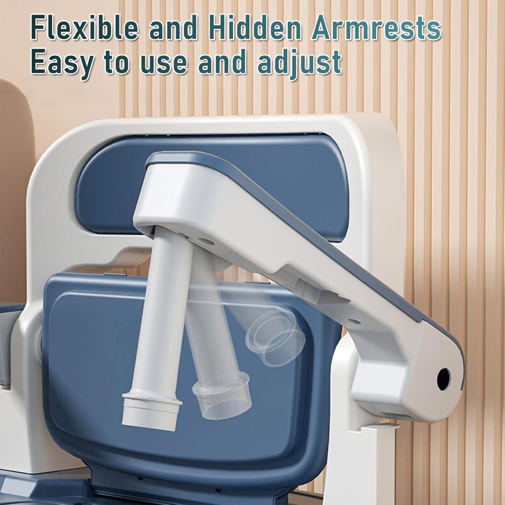 Toilet Seat Risers for Seniors, Raised Toilet Seat with Handles, Height Adjustable Mobile Load 882lb Blue