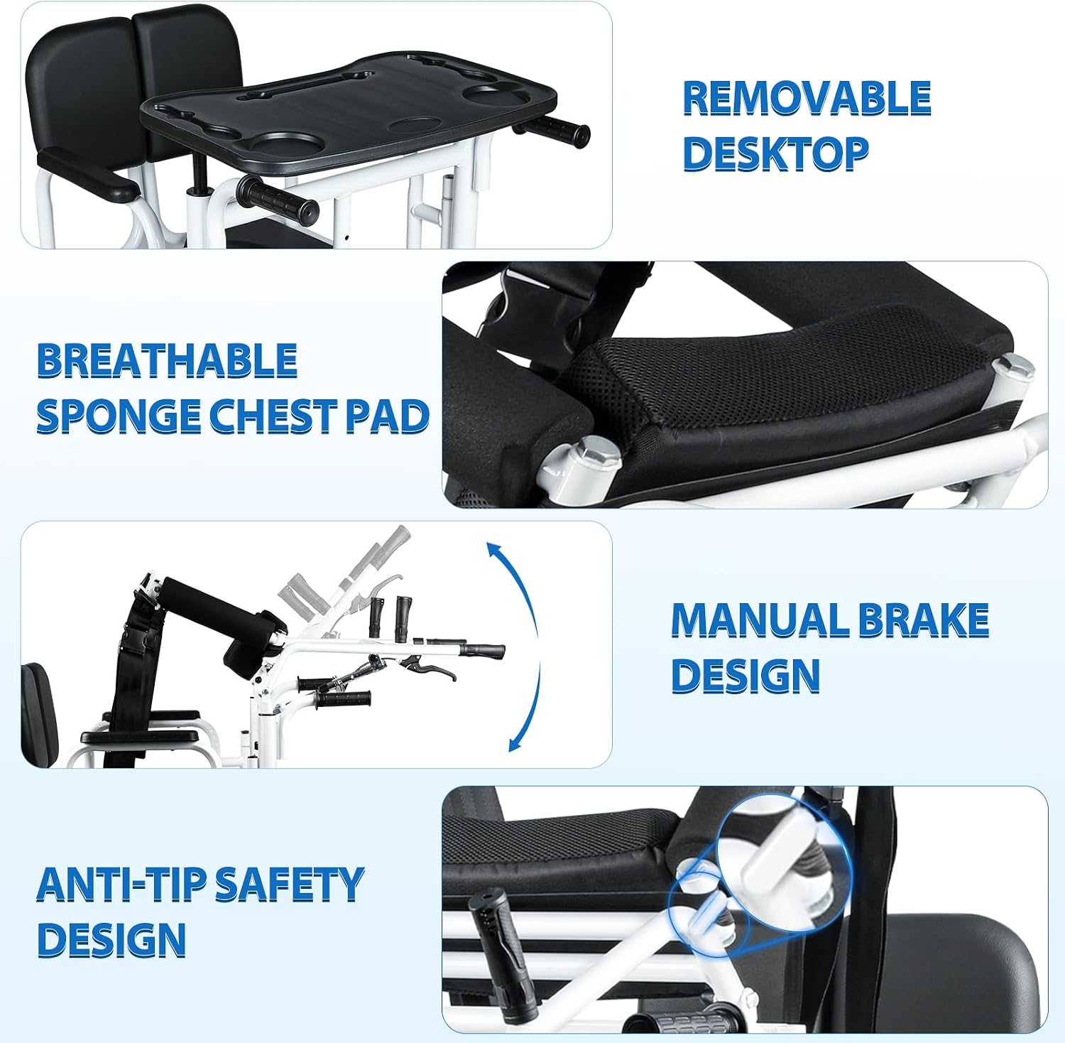 Patient Lift Transfer Chair - Heavy Duty Shower Commode Chair with Toilet Safety Frame (Dual A - Black & Rack)