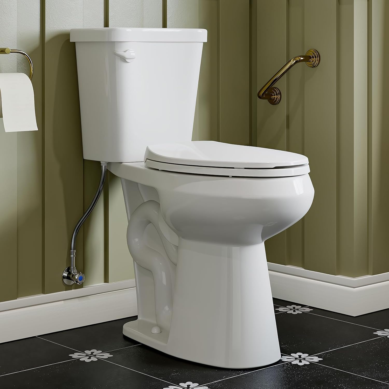 HOROW 19 Inch Tall Toilets, Extra High Toilets with Comfort Chair Height Seat, MAP 1000g, 1.28 GPF Single Flush Two-Piece Toilet, Elongated Bowl for Seniors, Pregnant, Disabled & Tall Person, White