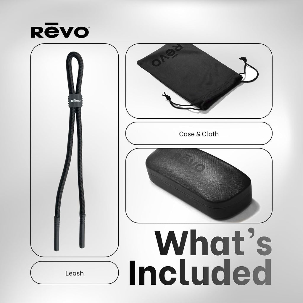Revo Harness 61MM Wraparound Rectangular Sunglasses For Men For Women + Bundle Leash + BUNDLE with ACCESSORY EYEWEAR