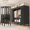 FPIGSHS Heavy Duty Clothes Rack with Cover Foldable Covered Clothes Rack for Hanging Clothes portable Wardrobe Closet System Freestanding Coat Storage Garment Racks for bedroom (black, 49.2in)