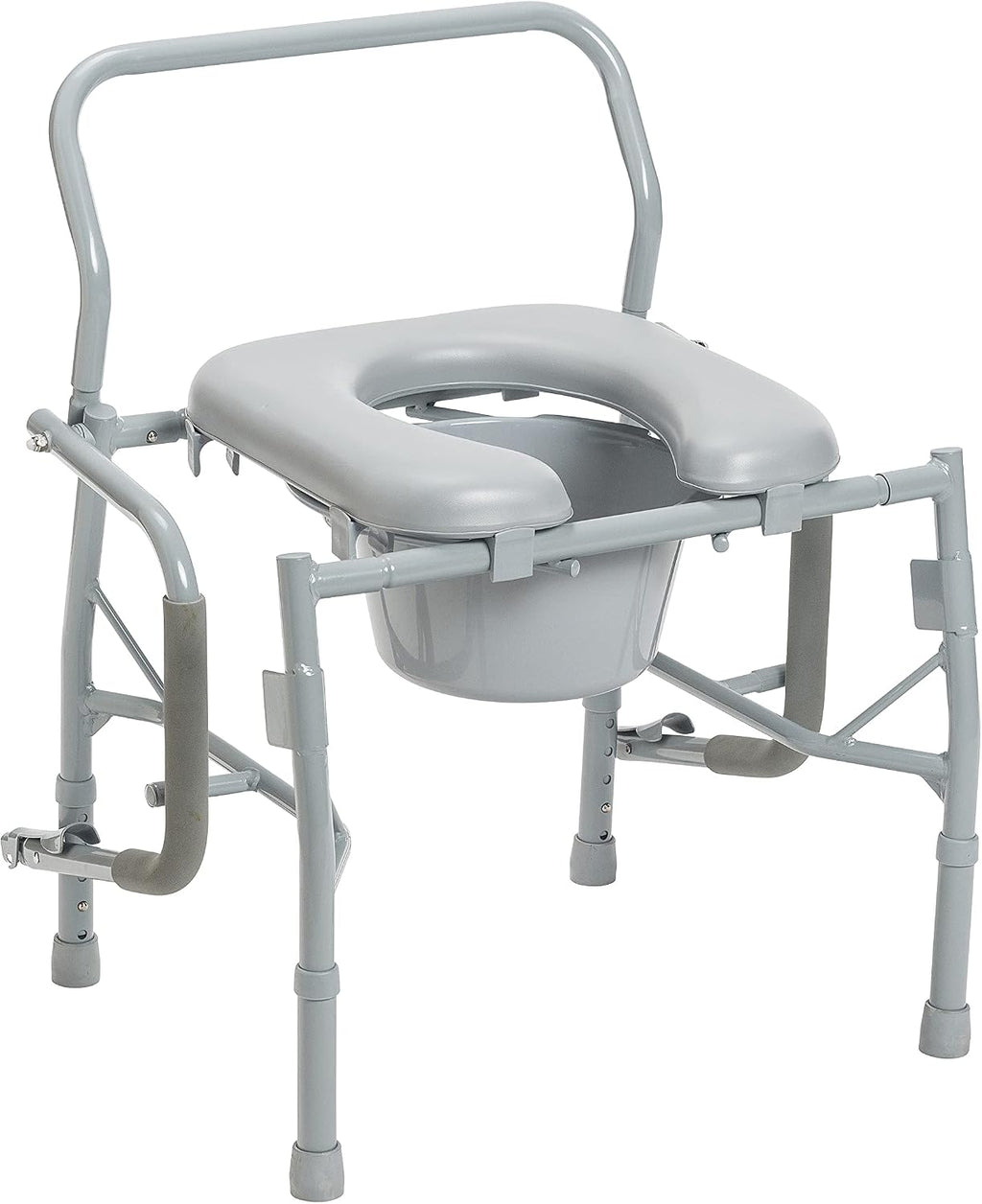 Drive Medical 11125PKSD-1 Commode Chair for Toilet with Padded Seat and Arms, Gray