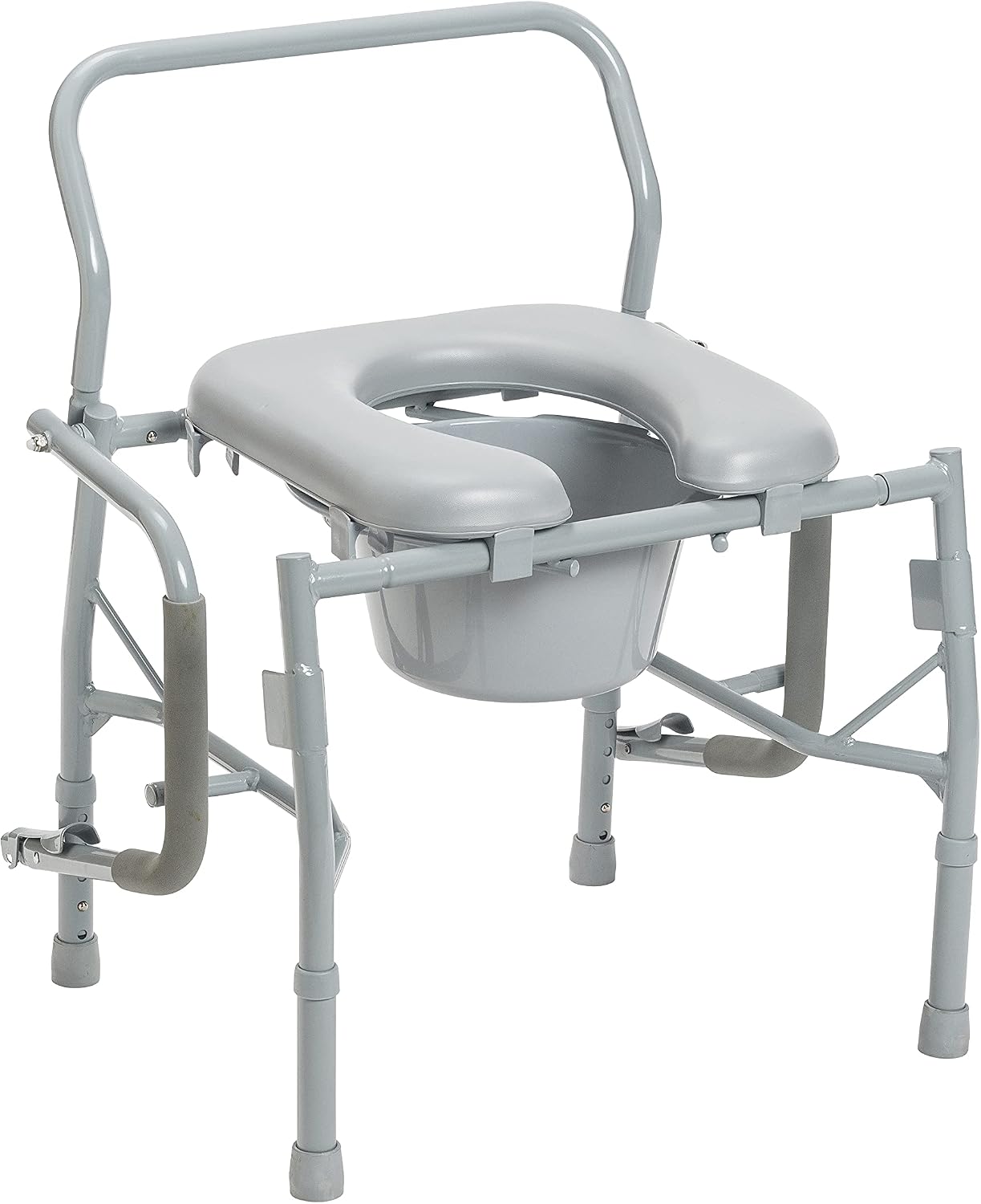 Drive Medical 11125PKSD-1 Commode Chair for Toilet with Padded Seat and Arms, Gray