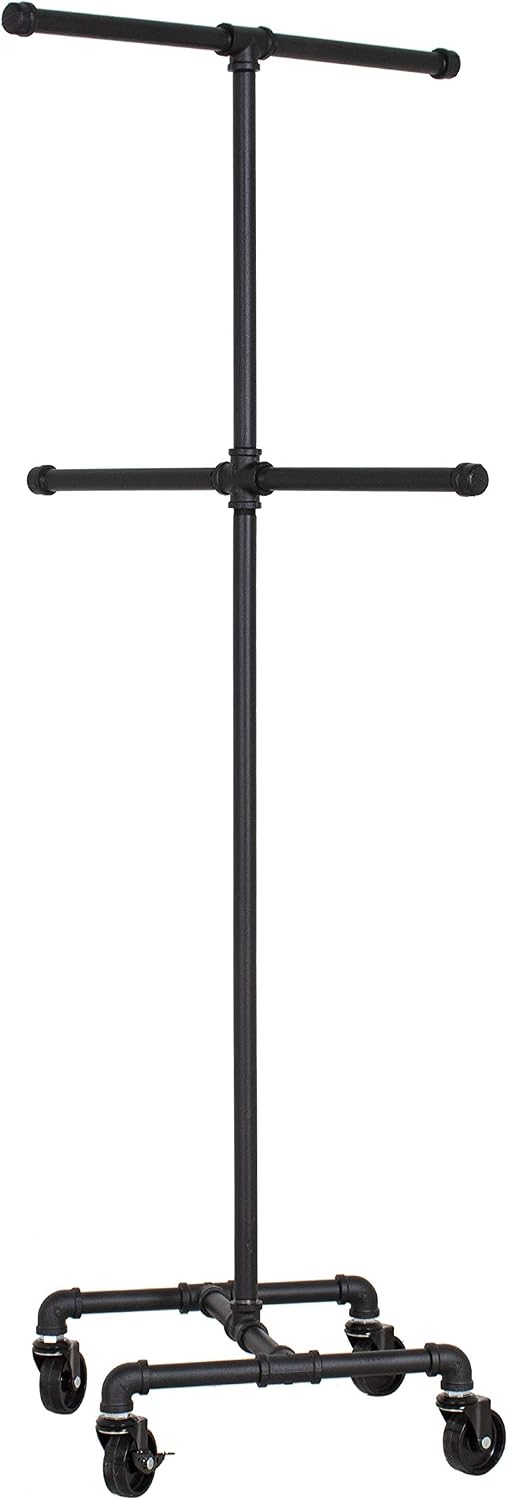 Industrial Pipe 4-Way Clothing Rack by William Robert's Vintage