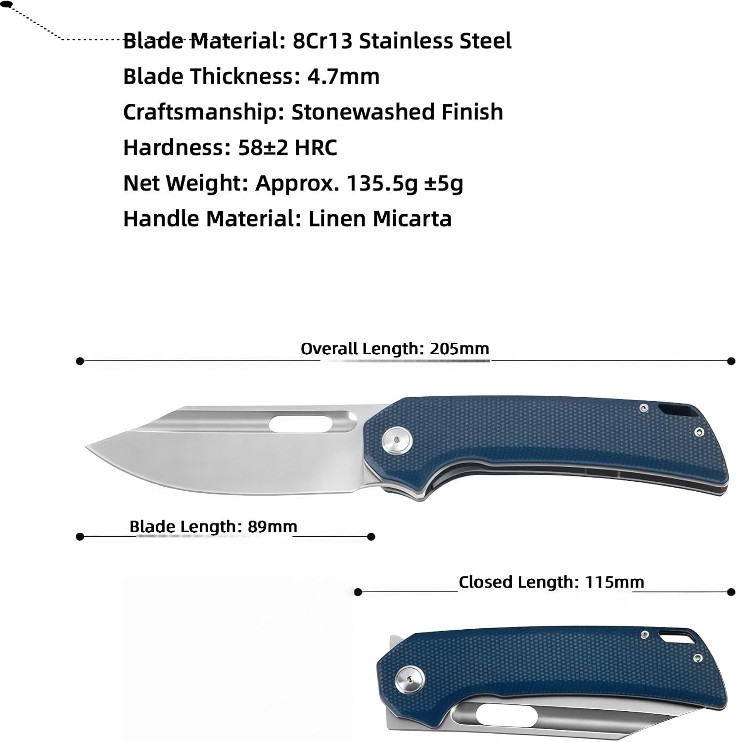 Multi Tool Pocket Knife, Knives for Men, Hunting Knives & Tools, 8CR13 Blade, Linen-textured Handle, HRC 58-60, Lightweight Outdoor Knife for Backpacking, Hiking Gear