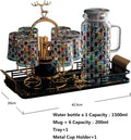Beverage Serveware Water set, cup, tea cup, home set, living room tea set, glass drinking cup, home with cup holder Water Carafe