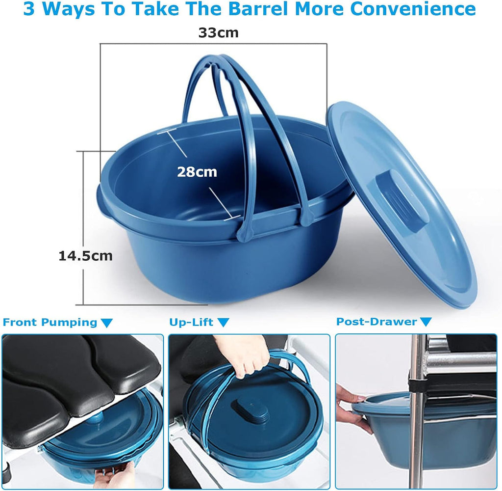 Bedside Commode Chair, Heavy-Duty Raised Toilet Seat with Handles, 6-Gears Height Adjustments, 180kg Capacity, Portable Bathroom Potty Chair for Adults