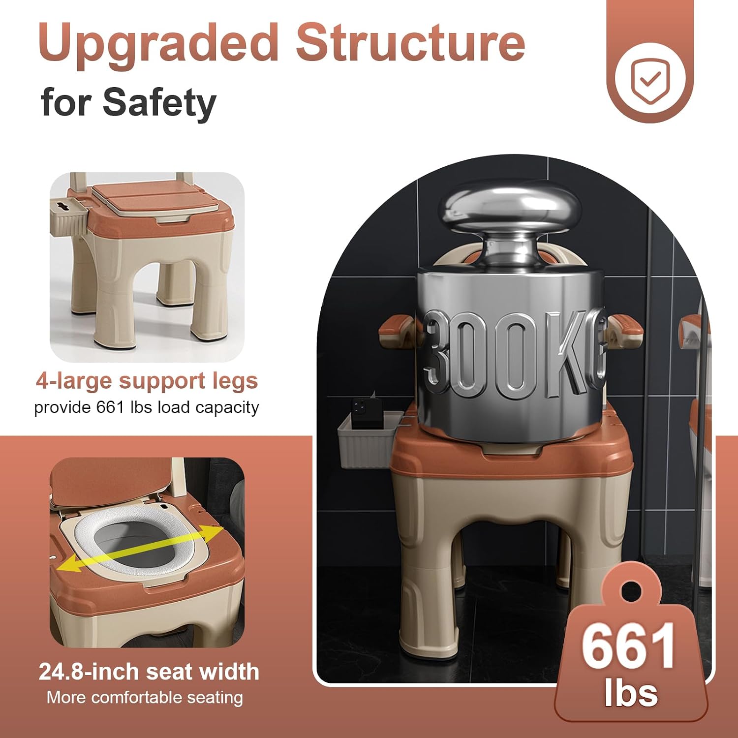 Adjustable Bedside Commode Chair for Seniors and Disabilities Ultra Wide Seat Up to 660 Lbs Capacity Height Adjustable Toilet Chair for Elderly and Disabled Blue Upgrade