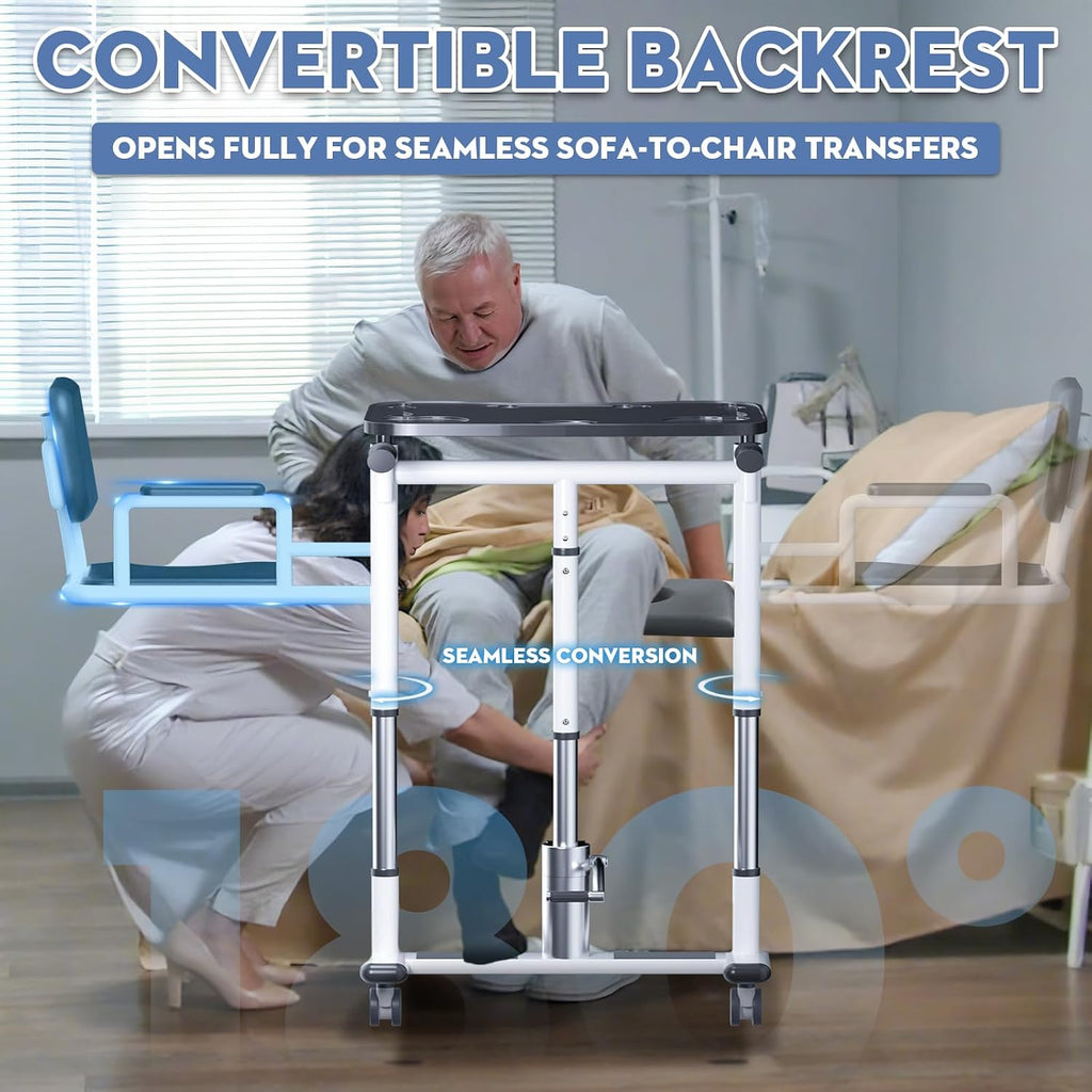 Patient Lift Transfer Chair - Heavy Duty Shower Commode Chair with Toilet Safety Frame (Dual A - Black XL)