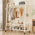 Heavy Duty Clothes Rack, Clothing Racks For Hanging Clothes, With Mesh Shelf, Rolling Garment Rack With Wheels, For Shirts, Coats, Jackets(White,100cm)