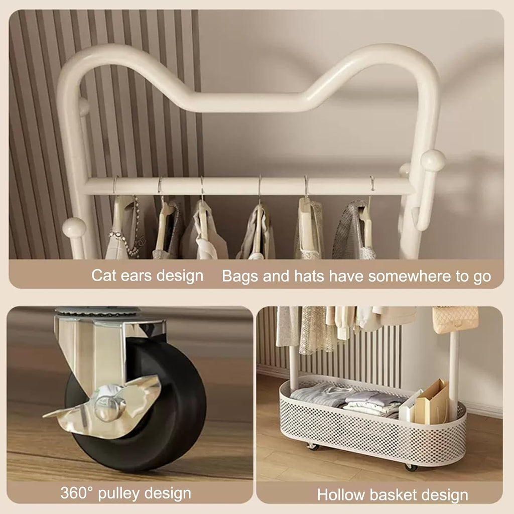 Modern Garment Rack, Clothes Rack, Clothing Rack, Rolling Garment Rack with Shelf, Portable Closet Wardrobe Rack, for Bedroom,Living Room,Clothing Store(Gold,60cm/23.6in)