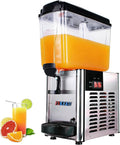 Commercial Beverage Dispenser Single Tank: Commercial Juice Dispenser 18 L/4.8 Gal for Parties - 46℉ to 59℉ Stainless Steel Cold Drink Dispensers for Cafeterias Bar Hotel Parties