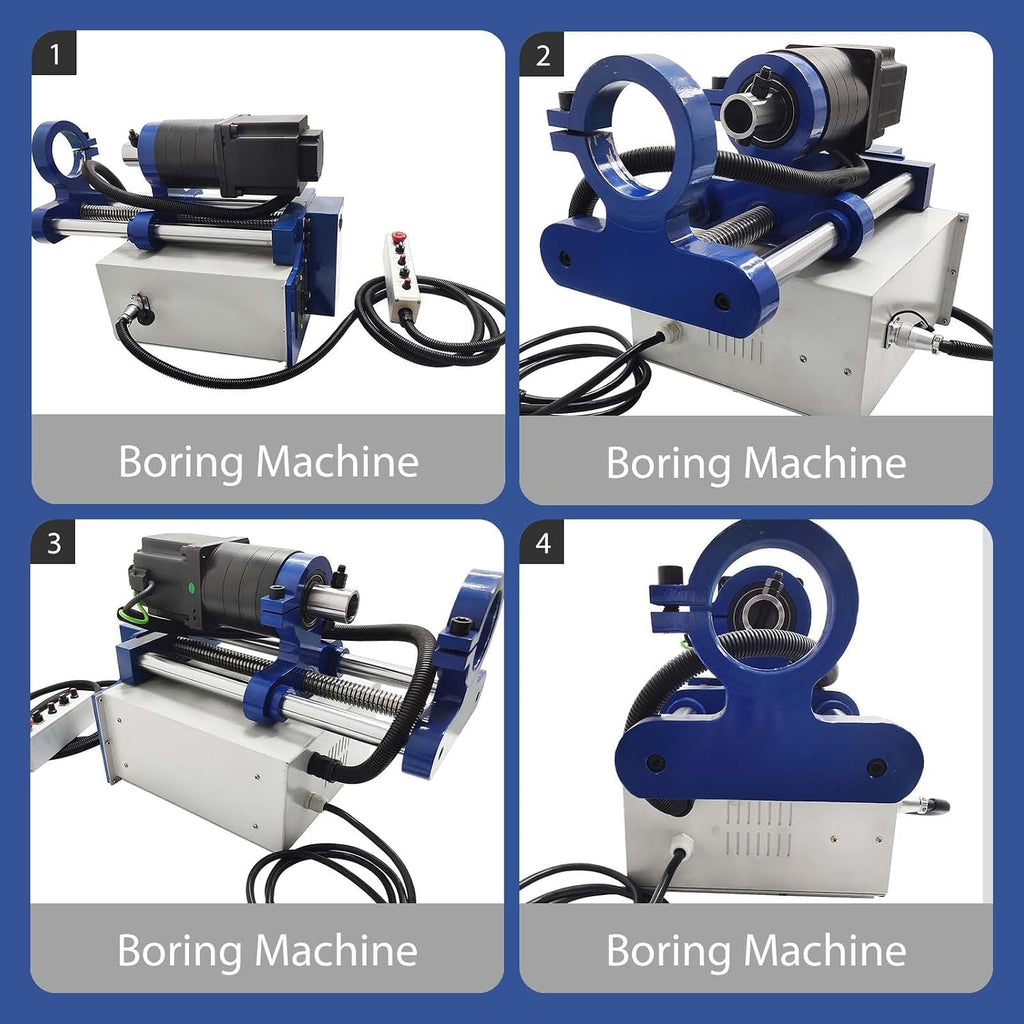 Portable Line Boring Hole Drilling Machine with End Face Repair, 1.77-6.29 Inch Bore Diameter, 5.24ft Bar Rod Control Handle, 110V, 1500W for Excavator Loader Engineering Machinery Boring
