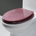 Toilet Seat Soft Close, Oval Glitter Toilet Seat with Quick Release, Toilet Lid with Top Fixing, Resin Toilet Seat(Pink)