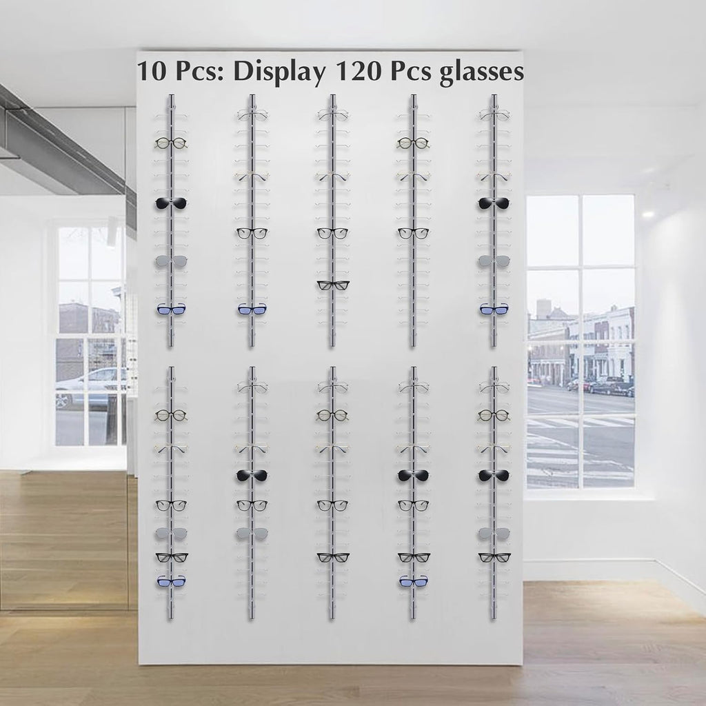 Eyewear Display Sunglass Display Stand Store Retail Display Glasses Holder Stand Sunglasses Display Stand Sunglasses Sunglasses Rack (Wall Riser Display 120 Pairs(With Lock))