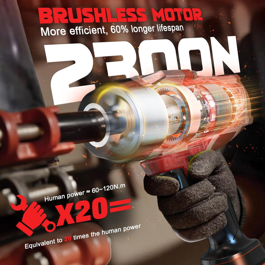 DIYtoolifz Cordless Impact Wrench 1/2 inch Compatible with Milwaukee 18v Battery, 1700 Ft-lbs High Torque Impact Driver with 6Pcs Sockets & Storage Case, Electric Impact Gun with 4-Speed & LED Light