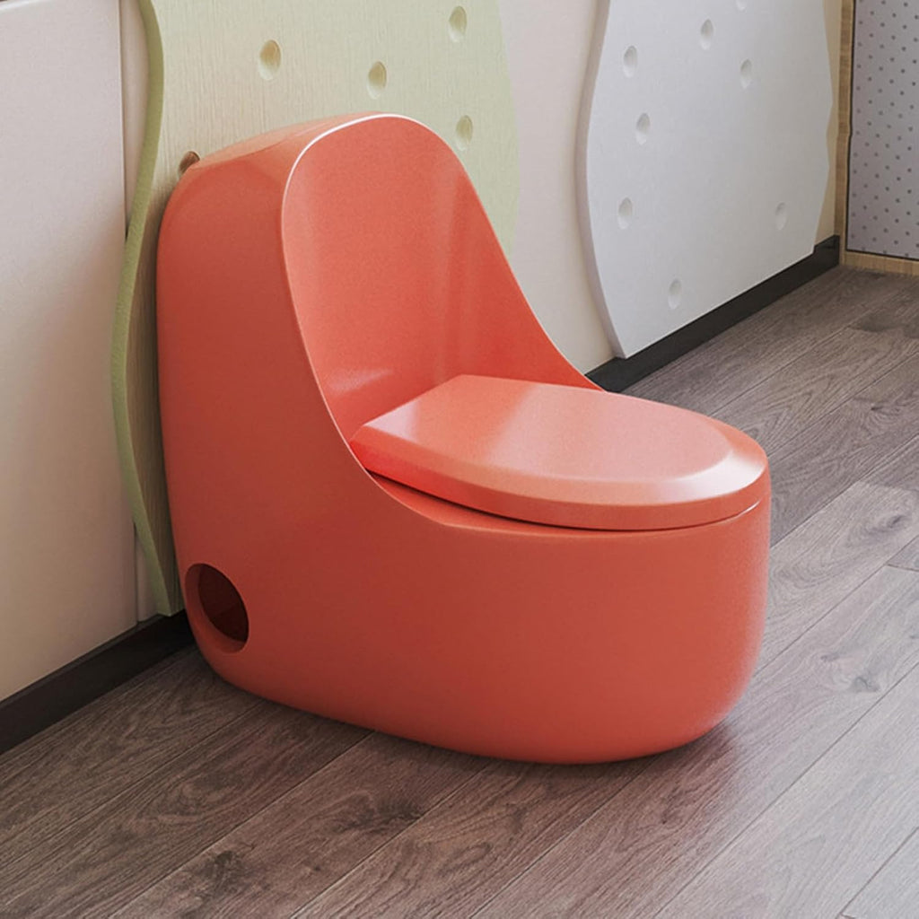 Ceramic Toddler Toilet 7.5' Height Potty Training Commode Bathroom Baby Kids Toilet with Round Quiet Seat & 1.6 GPF Powerful Flush for Daycares Playgrounds Home
