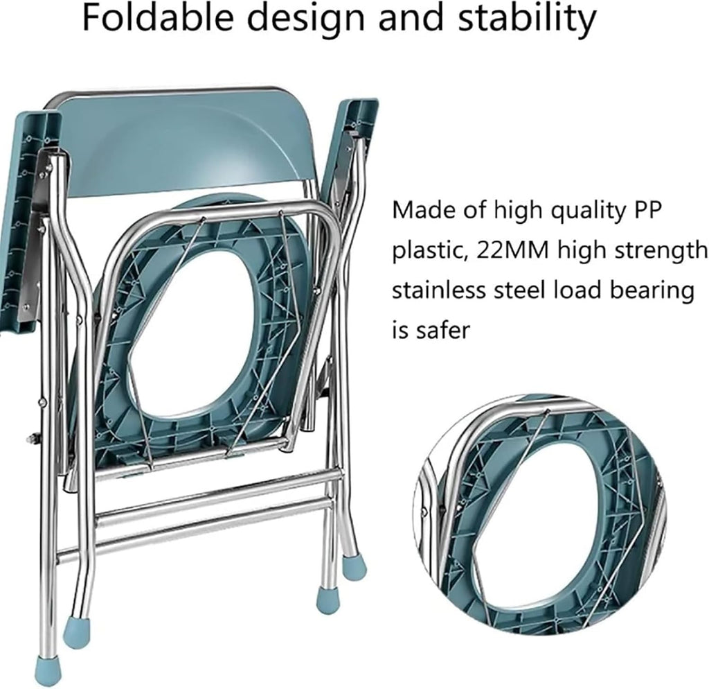 Bedside Commode,Toilet Seat with Handles Commode Chair with Removable Bucket armrests backrest Lightweight Non-Slip Foldable Bedroom Chair