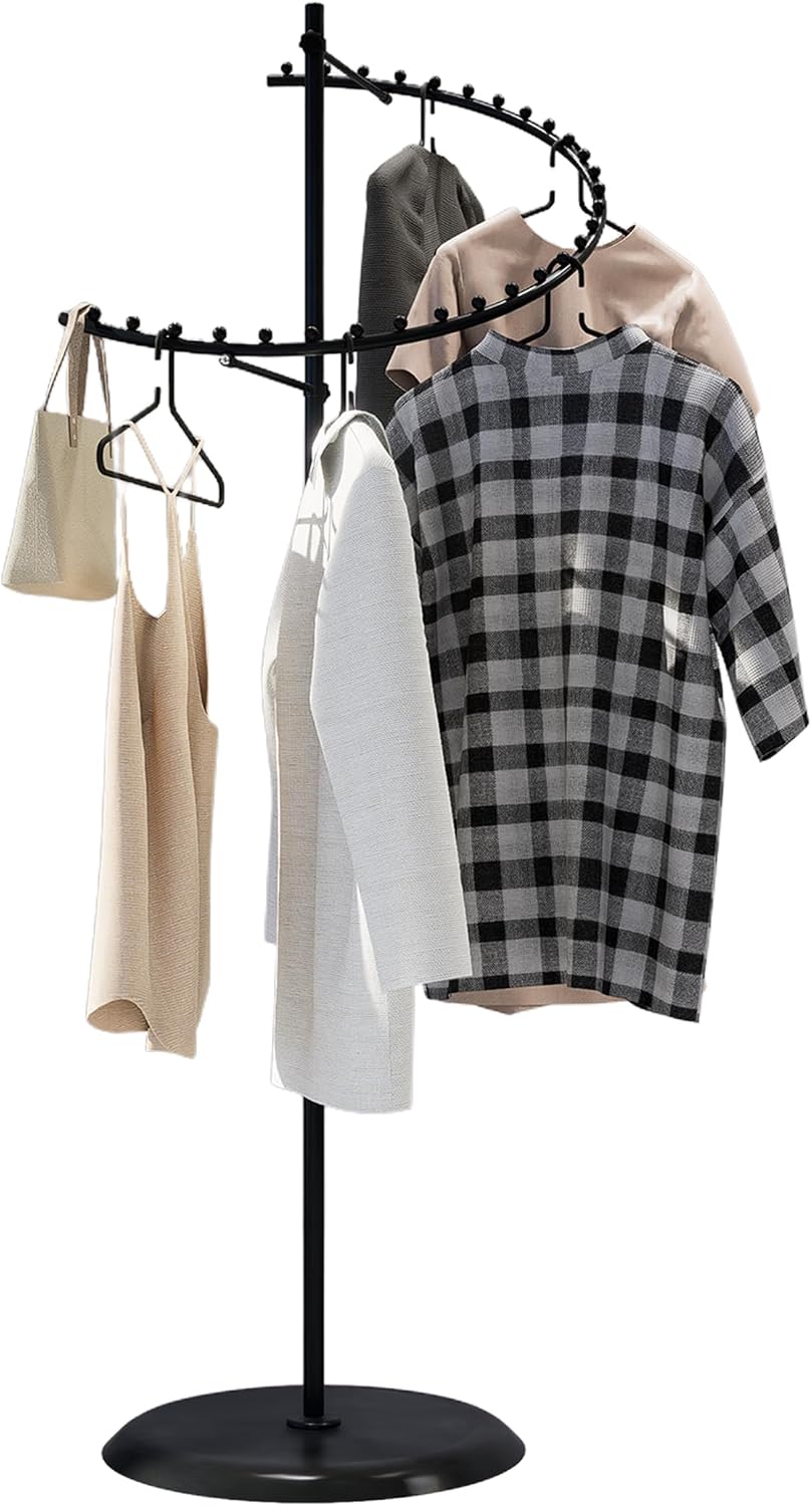 Spiral Clothing Rack Garment Racks Heavy Duty Black Rack Freestanding Clothes Racks for Bedroom Living Room Store