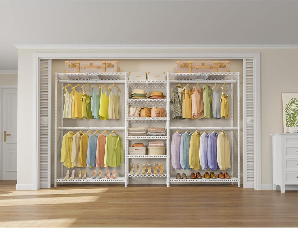 VIPEK X3 Plus Large Expandable Closet Rack Adjustable from 5'10' to 8'8' with Extendable Shelves and Hanger Rods, Freestanding Clothing Racks Modular Closet Systems Wardrobe, Max Load 1360LBS, White