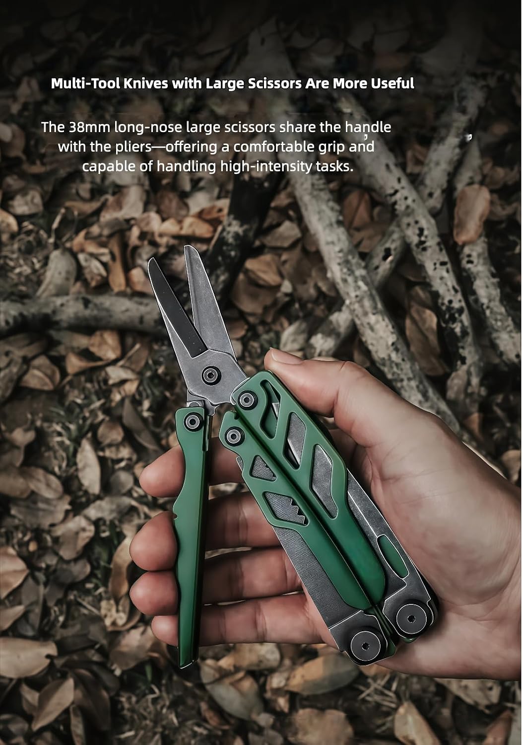 Multitool, 16-in-1 Full-Size, Lightweight EDC, Multi-Purpose Pliers, Pocket Knife, Scissors, Tactical Gear, Tools, Gifts for Guys, Equipment for Emergencies, Hiking, and Outdoor Camping (Red)